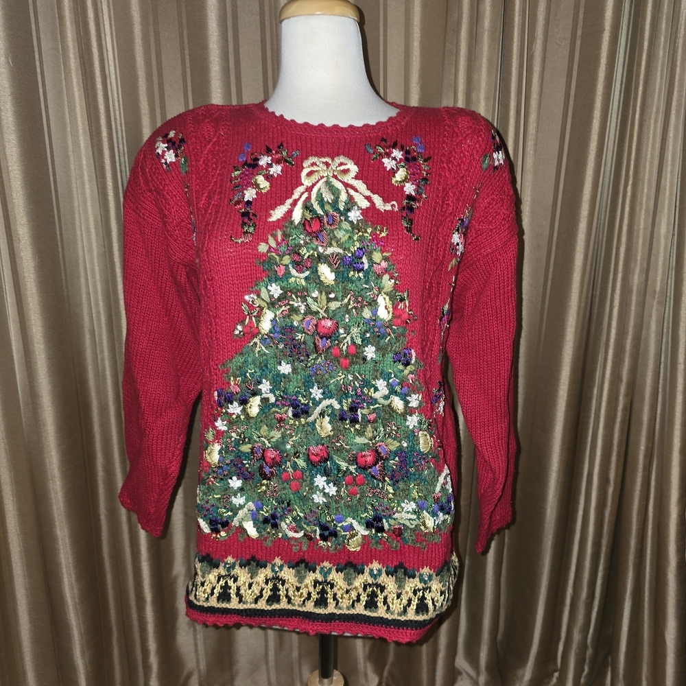 Tiara Red Christmas Tree Sweater